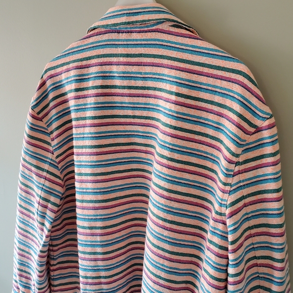 NWT Zara L Lagenlook Boho Hippie  Rainbow Neon Striped Oversized Leslie Shirt - Picture 12 of 15